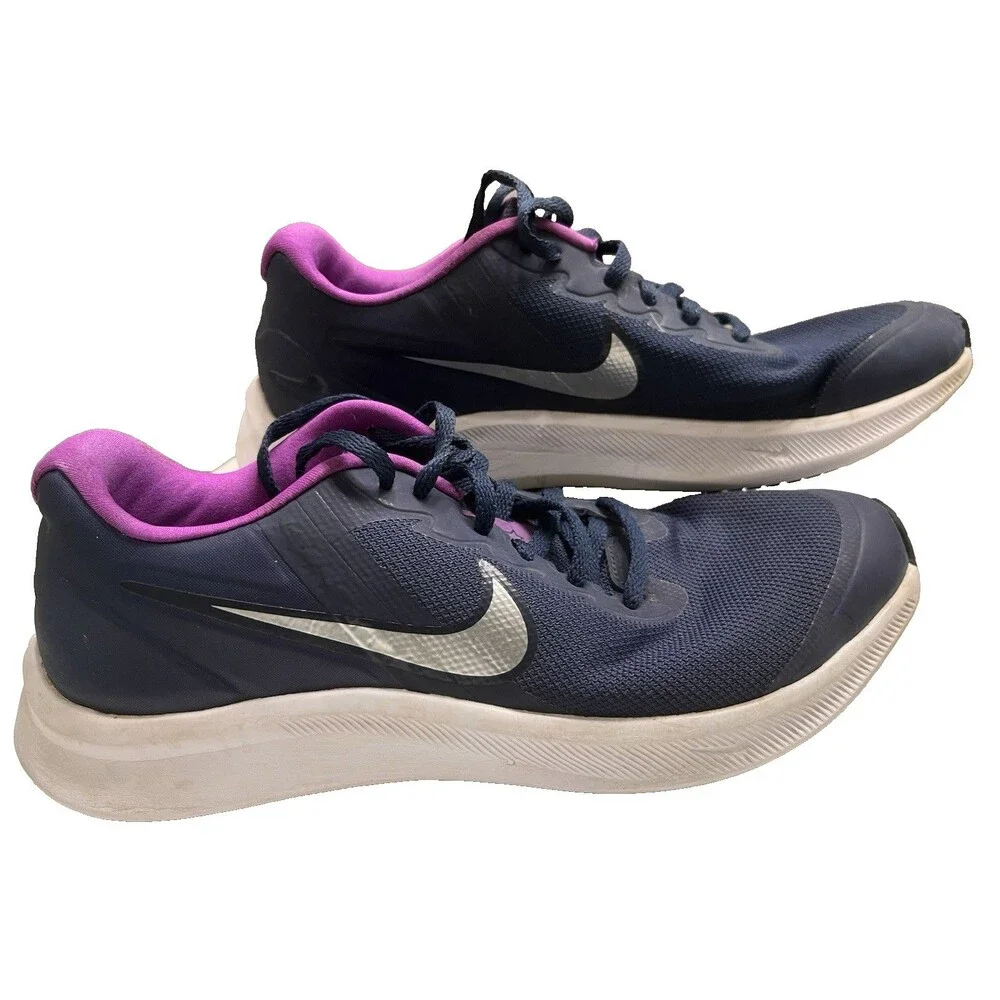 Nike Star Runner Kids DA2776-404 Navy Blue Purple Lace Up Size 6Y Athletic Shoes